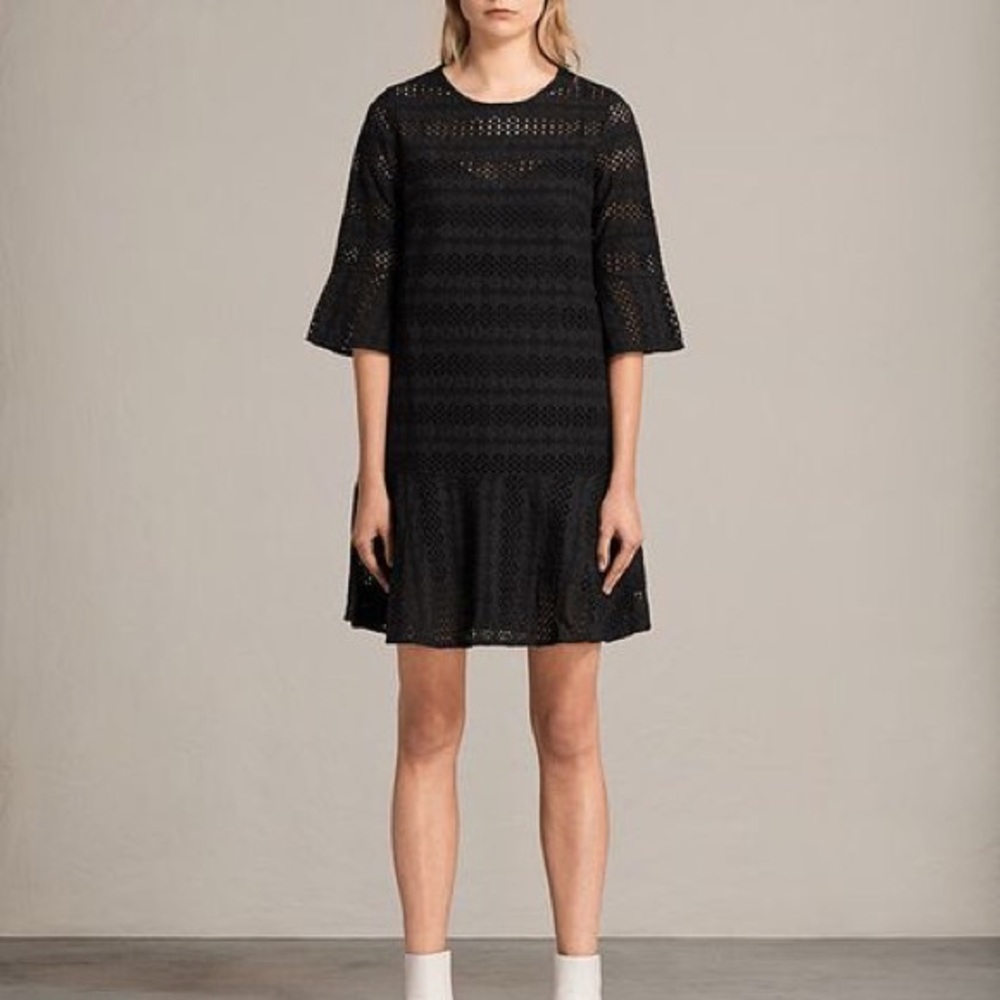 *Sold* AllSaints Dakota Ruffle Dress LBD